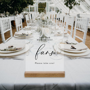 Elegant Minimalist Number One Fans Wedding Wooden Acrylic Sign