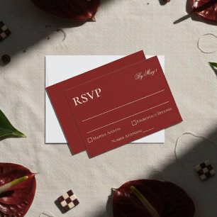 Elegant Minimalist Old Money Bold Red Wedding RSVP Card