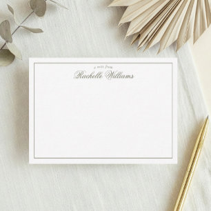 Elegant Minimalist Olive Green Monogram Card