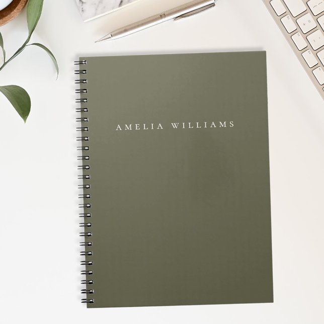 Elegant Minimalist Olive Green Monogram Notebook (Creator Uploaded)