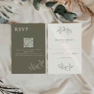 Elegant Minimalist Olive & Ivory Wedding RSVP Card