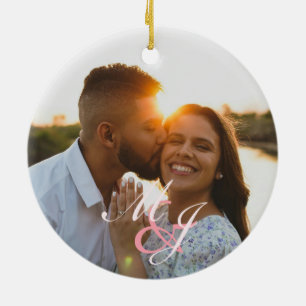 Elegant Minimalist Our first Christmas Engaged Ceramic Tree Decoration