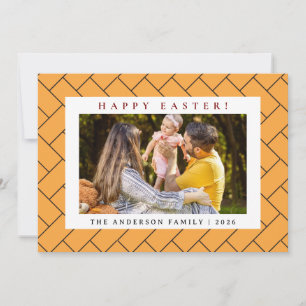 Elegant Minimalist Pattern Happy Easter 1 Photo Holiday Card