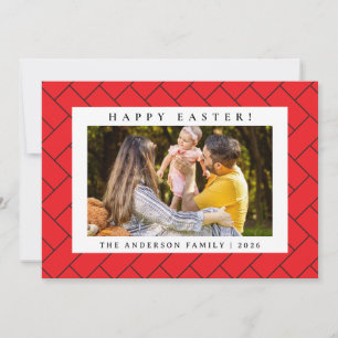 Elegant Minimalist Pattern Happy Easter 1 Photo Holiday Card