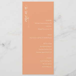Elegant Minimalist Peach Cursive Menu