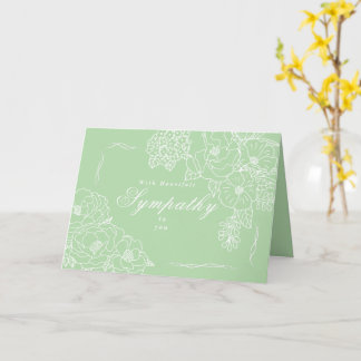Elegant Minimalist Peonies Sympathy Green Card