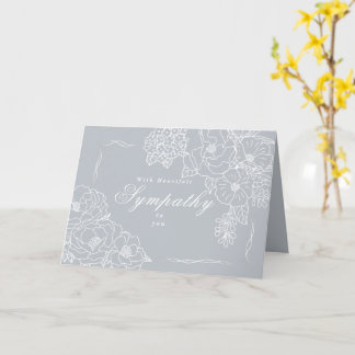 Elegant Minimalist Peonies Sympathy Grey Card