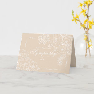 Elegant Minimalist Peonies Sympathy Ivory Card