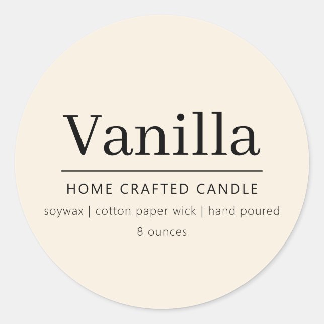Elegant Minimalist Personalised Candle Label (Front)