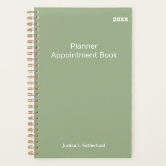 Elegant Minimalist Personalised Logo Sage Green Planner