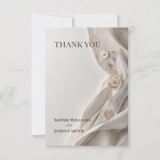 Elegant Minimalist Personalized Wedding Thank You  Card (Front)