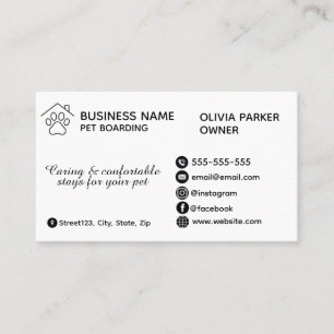 Elegant Minimalist Pet Boarding Customisable Business Card