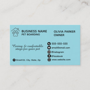 Elegant Minimalist Pet Boarding Customisable Business Card