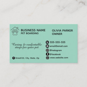 Elegant Minimalist Pet Boarding Customisable Business Card