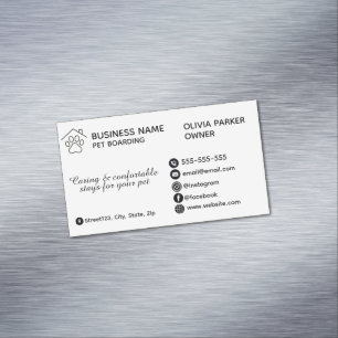 Elegant Minimalist Pet Boarding Customisable Magnetic Business Card