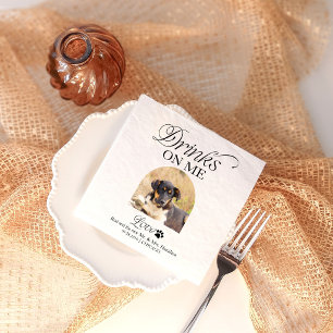 Elegant Minimalist Pet Photo Wedding Napkin