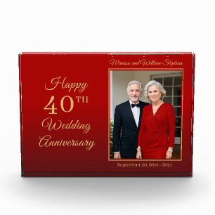 Elegant Minimalist Photo 40th Wedding Anniversary Block
