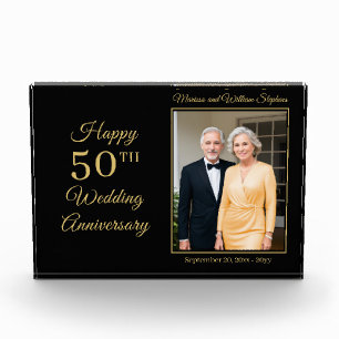 Elegant Minimalist Photo 50th Wedding Anniversary Block