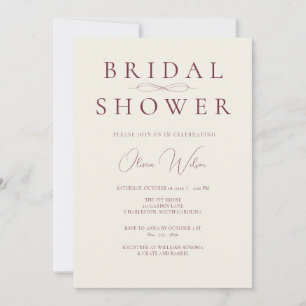 Elegant Minimalist Photo Burgundy Bridal Shower Invitation