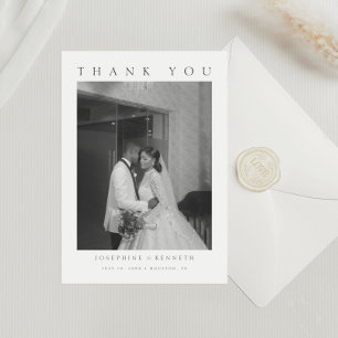 Elegant Minimalist Photo Calligraphy Wedding Thank You Card