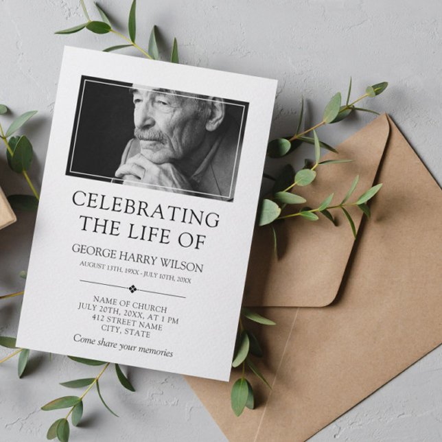 Elegant Minimalist - Photo - Celebration of Life Invitation (Creator Uploaded)
