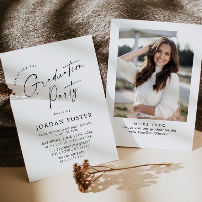 Elegant Minimalist PHOTO Graduation Party Invitation (Creator Uploaded)