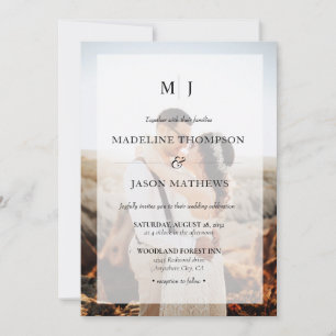 Elegant Minimalist Photo Initial Monogram Wedding Invitation