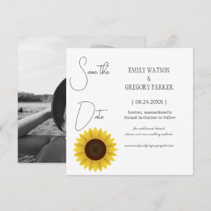 Elegant minimalist photo of sunflower save the date