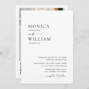 Elegant Minimalist Photo QR code Wedding Invitation