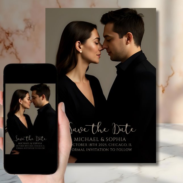 Elegant Minimalist Photo Wedding Announcement (Creator Uploaded)