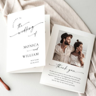Elegant Minimalist Photo Wedding Ceremony Program