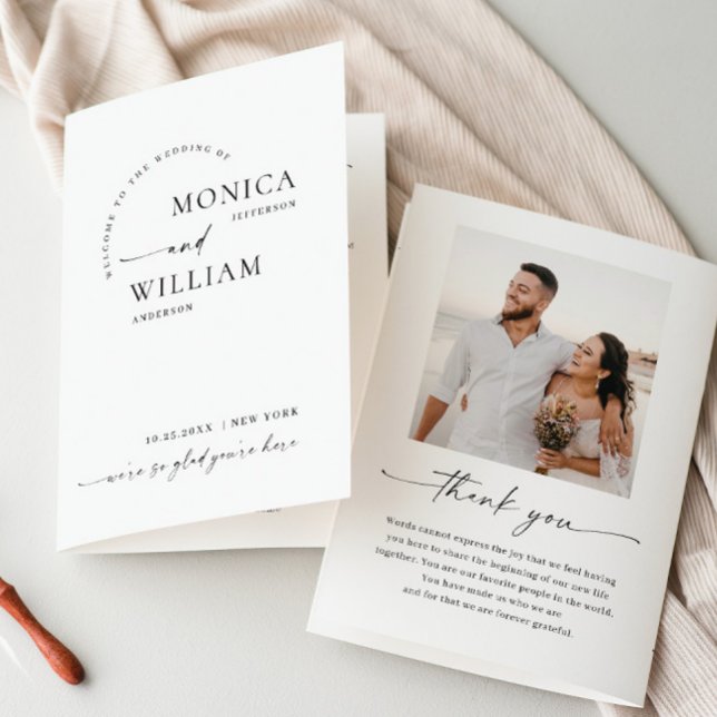 Elegant Minimalist Photo Wedding Ceremony Program (Creator Uploaded)