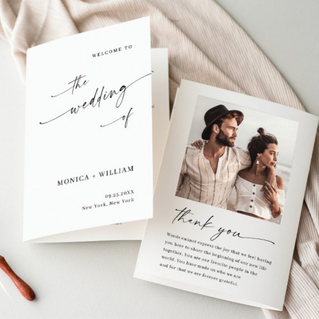 Elegant Minimalist Photo Wedding Ceremony Program (Creator Uploaded)