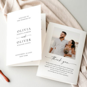 Elegant Minimalist Photo Wedding Ceremony Program