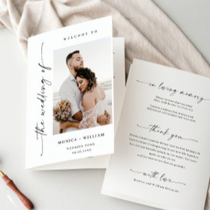 Elegant Minimalist Photo Wedding Ceremony Program
