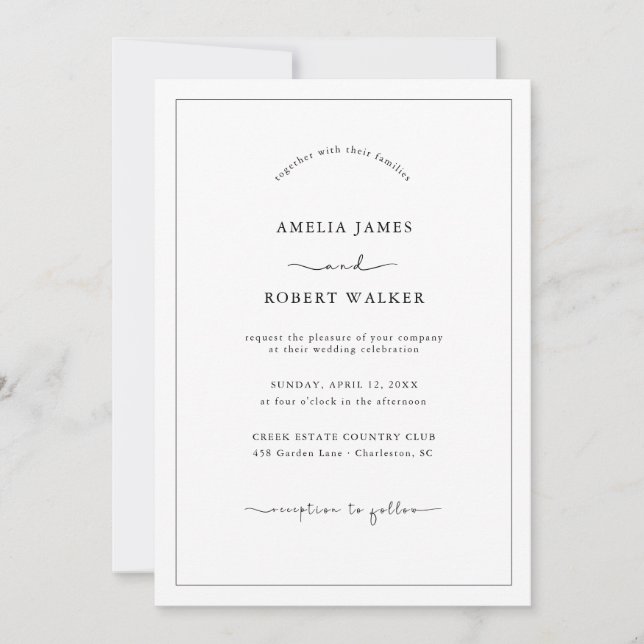 Elegant Minimalist Photo Wedding Invitation (Front)