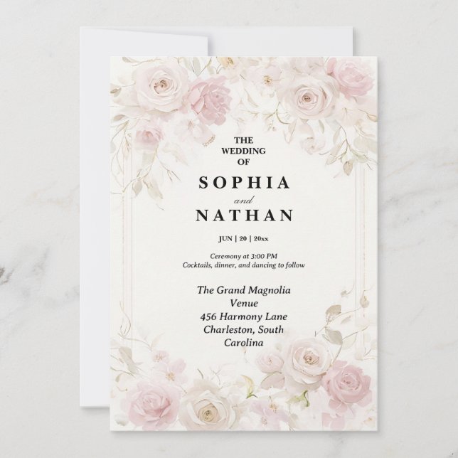 Elegant Minimalist Photo Wedding Invitation  (Front)