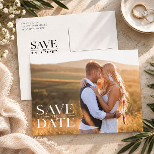 Elegant Minimalist Photo Wedding Save the Date Announcement Postcard