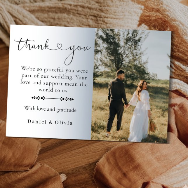 Elegant Minimalist Photo Wedding Thank You  Card (Creator Uploaded)