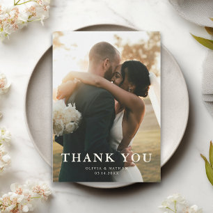 Elegant Minimalist Photo Wedding Thank You Card
