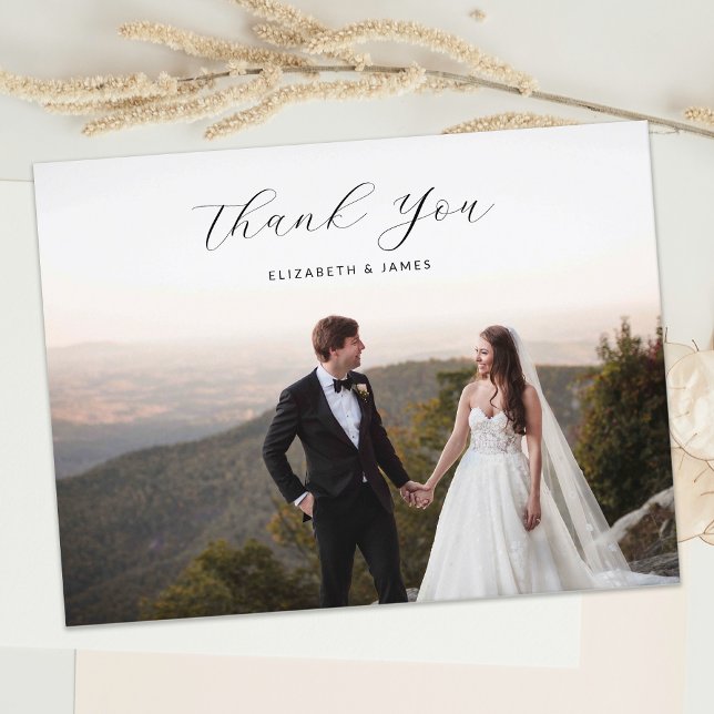 Elegant Minimalist Photo Wedding Thank You  Postcard (Creator Uploaded)
