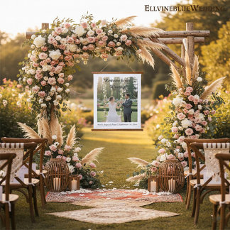 Elegant Minimalist Photo Wedding Welcome  Hanging Tapestry