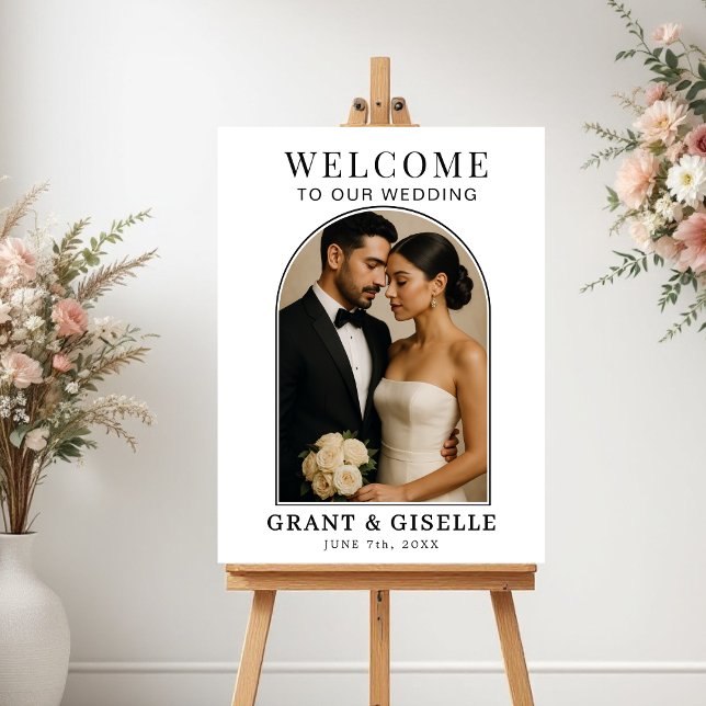 Elegant Minimalist Photo Wedding Welcome Sign  (Creator Uploaded)