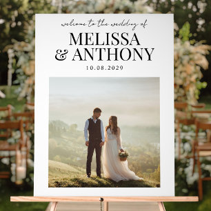 Elegant Minimalist Photo Welcome Wedding Acrylic Sign