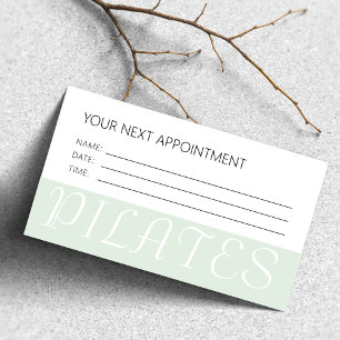 Elegant Minimalist Pilates Mint Green Appointment Business Card