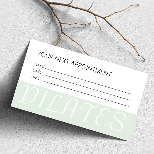 Elegant Minimalist Pilates Mint Green Appointment Business Card (Creator Uploaded)
