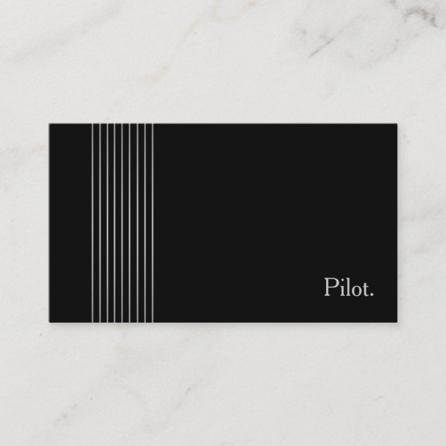 Elegant Minimalist Pilot Professional Black Silver Business Card (Front)