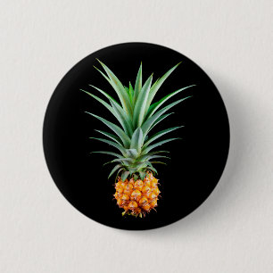 elegant minimalist pineapple   black background 6 cm round badge