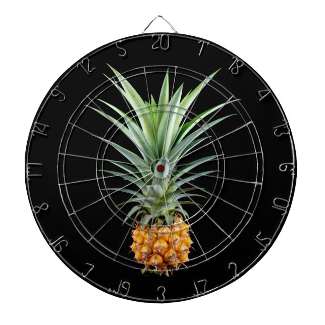 elegant minimalist pineapple | Black background Dartboard (Front)