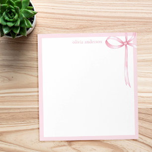 Elegant Minimalist Pink Bow Monogram Notepad